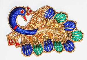 Bullion Wire Peacock Applique